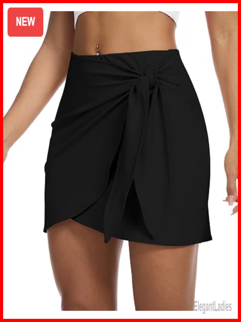 Skorts For Women Dressy Casual Tennis Golf Wrap Skirts With Shorts Pockets